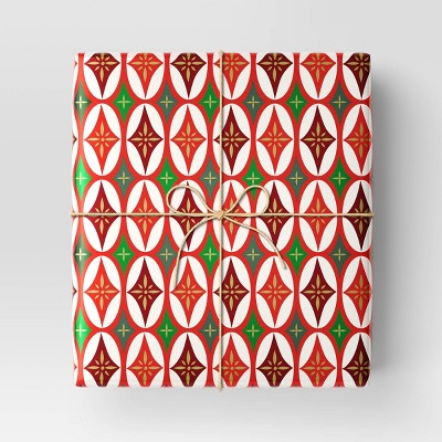 30" 90 sq ft Christmas Roll Wrap Geo Star Print - Wondershop (LOCAL PICKUP ONLY)