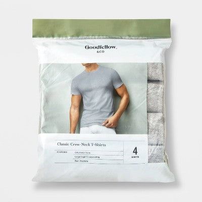 Men's Short Sleeve Crew Neck T-Shirt - Goodfellow & Co Heathered Gray M: Lightweight Jersey,