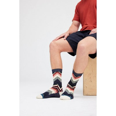 STANCE Men's Floral Print Wavy Screen Crew Socks - Gray/Black/White/Red 6-12