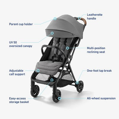 Graco Ready2Jet Compact Auto-Fold Stroller - Kingston: Single, Metal, 5-Point Harness, 6.5" Front Wheels (LOCAL PICKUP ONLY)