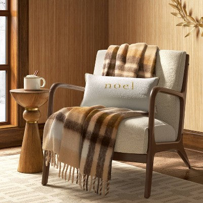 Woven Plaid Throw Blanket Tan - Threshold