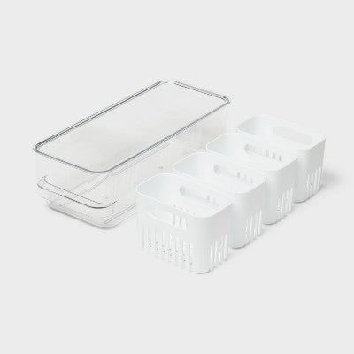 Lidded Fridge Storage with 4 Internal Inserts - Brightroom