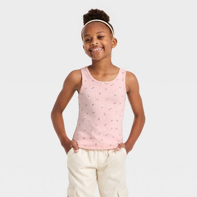 Girls' Floral Knit Twin Set - Cat & Jack Pink L