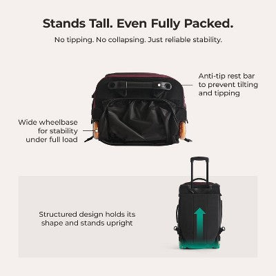Bagsmart Blast 43L Roller Travel Backpack - Red Currant