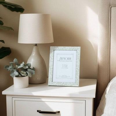 Armoire Cottage Collection 6"x 8" Matted to 5"x7" Taupe Vine with White Mat Table Frame