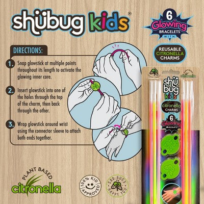 Shubug 6pk Kids Citronella Glow Bracelets