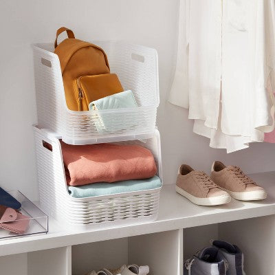 Wave Open Front Bin White - Brightroom: Stackable, 21L Capacity, Fits 13" Cube Storage System