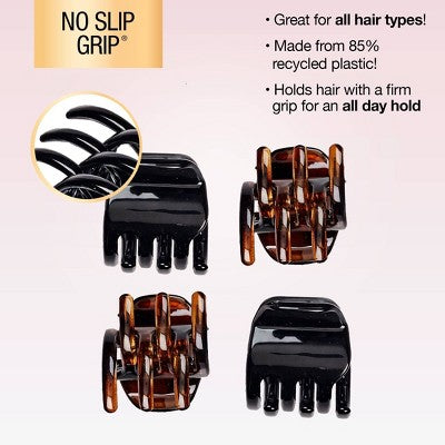 scunci No-Slip Grip Claw Clips - Tortoise/Black - All Hair - 4pcs