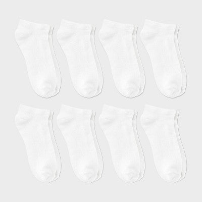 Kids' 8pk Low Cut Socks - Dealworthy White XS/S