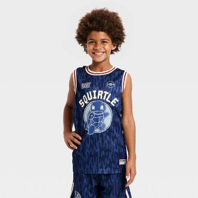 Boys' Pokemon Squirtle Basketball Jersey - Navy Blue/Cream M