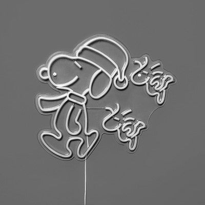 Peanuts 15" Snoopy with Woodstock Flying Hanging Neon Sign
