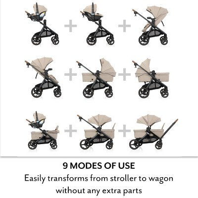 Evenflo Transformer Travel System and Stroller Wagon with LiteMax NXT Infant Seat with SS - Travertine (LOCAL PICKUP ONLY)