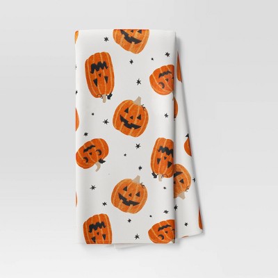 Halloween Pumpkins Kitchen Towel Orange - Hyde and EEK! Boutique: Cotton, Machine Washable, 28"x18"