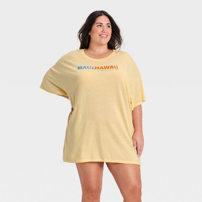 Women's Oversized T-Shirt Pajama Dress Wild Fable Yellow 2XL
