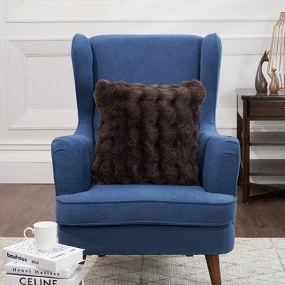20" Bubble Faux Fur Square Indoor Throw Pillow Chocolate Brown