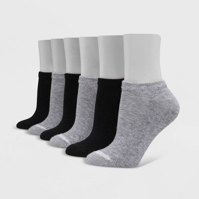 Hanes Premium Women's Cushioned 6pk No Show Socks - Black 5-9