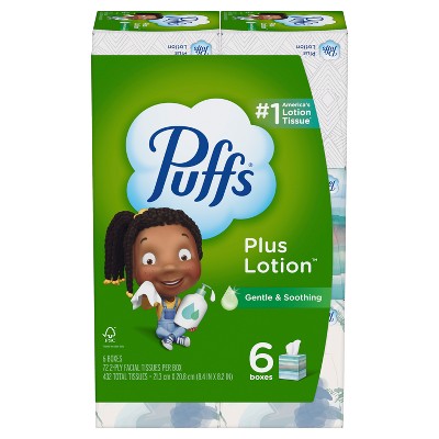 Puffs Plus Lotion Facial Tissue - Exclusive Designs - 6pk/72ct