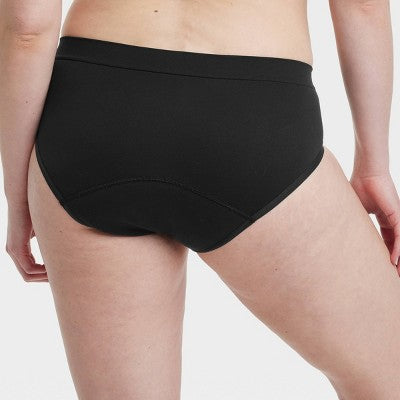 Women's Absorbent Seamless Hipster Period Underwear - Auden Black L: Midweight Knit, 4-Way Stretch, Pull-On