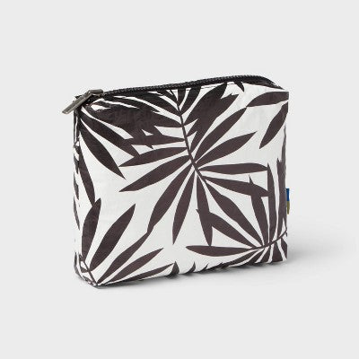 Water Resistant Pouch Toiletry Kits and Bags - Open Story Black/White Palm