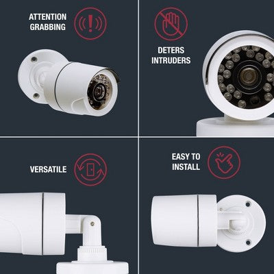 Sabre Fake Security Camera: Indoor & Outdoor Home Security Accessory, Adjustable Mount, White, Requires 2 AA Batteries