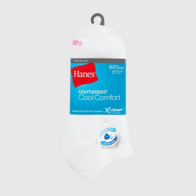 Hanes Premium Women's 6pk Cool Comfort Breathable No Show Socks - White 5-9