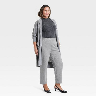 Women's High-Rise Ankle Knit Pull Light Gray Pinstripe 4X