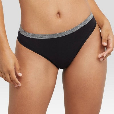 Hanes Women's 6pk Super Stretch Microfiber Comfort Flex Thong Underwear - Colors May Vary L: Solid Knit Nylon Spandex