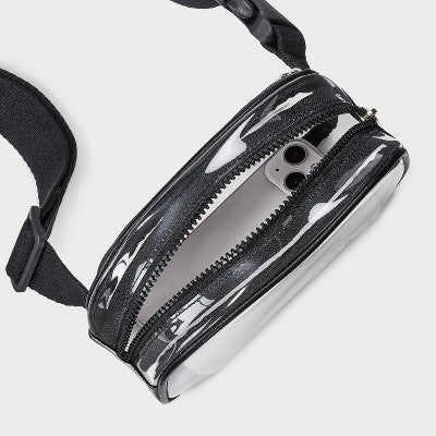 Essential Belt Crossbody Bag - Universal Thread Clear/Black: TPU Shell, Adjustable Strap, Crossbody Style, Solid Pattern