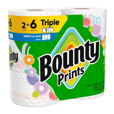 Bounty Select-A-Size Print Paper Towels - 2 Triple Rolls