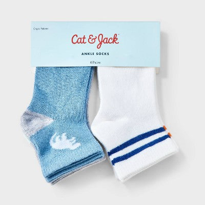 Toddler 6pk Dino Striped Socks - Cat & Jack 12-24M
