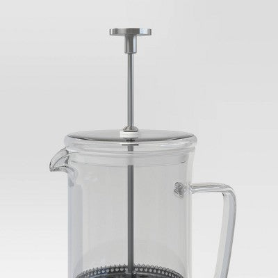 33.8oz Glass French Press Coffee Maker Clear - Threshold: Borosilicate, Manual, Dishwasher-Safe, 4-Cup Capacity