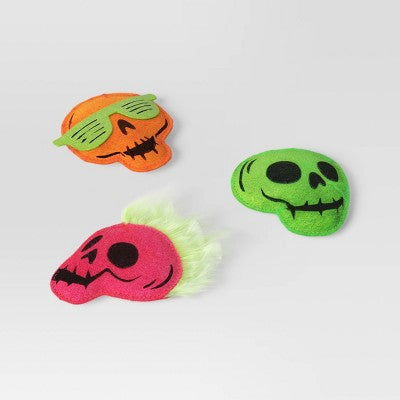 Halloween Multipack Retro Skull Plush Cat Toy Set - 3pc - Hyde and EEK! Boutique