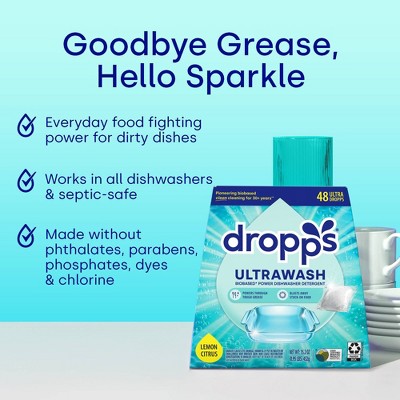 Dropps Dish UltraWash Biobased Detergent Pods - Lemon Citrus - 48ct