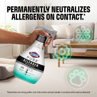 Clorox PURE Allergen Neutralizer Fabric & Carpet Spray Air Fresheners Clean Breeze - 26oz: Non-Toxic, Liquid Spray