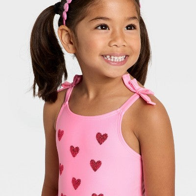 Infant Girls' Sequin Heart Tutu One Piece Swimsuit - 18M