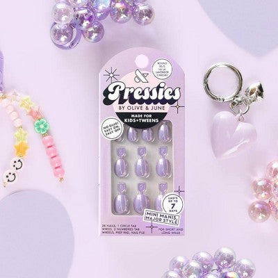 Olive & June Kids' Press-On - XS/S - La La Lavender Chrome - 28ct