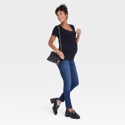 Womens Seamless Ribbed Scoopneck Maternity T-Shirt XL
