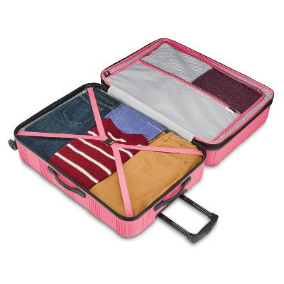 American Tourister NXT Hardside Large Checked Spinner Suitcase - Flamingo Pink (LOCAL PICKUP ONLY)