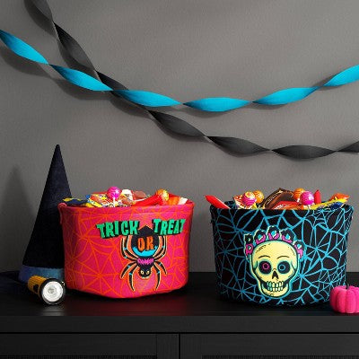 7.5" Halloween Trick or Treat Fabric Basket - Hyde and EEK! Boutique