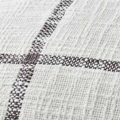 24"x24" Woven Slub Checkered Throw Pillow with Tassels Cream/Gray - Hearth & Hand with Magnolia