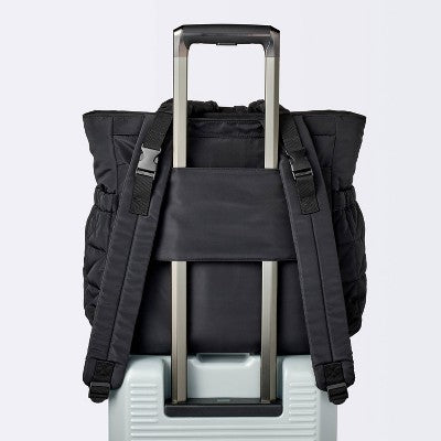 Quilted Diaper Backpack Tote - Black - Cloud Island