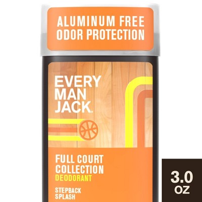 Every Man Jack Limited Edition Full Court Collection Aluminum Free Men's Deodorant - Step Back Splash - 3oz: Invisible Solid, Normal Skin