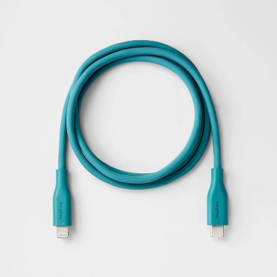 3' Lightning to USB-C Silicone Cable - heyday Bright Teal