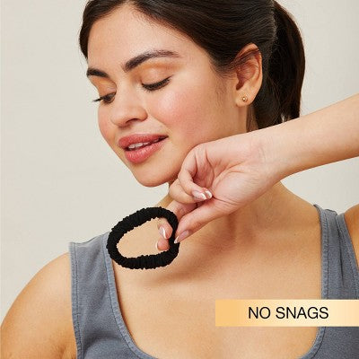 scunci Unbreakable Ruched Comfy Hair Elastics - Black - All Hair - 8pk