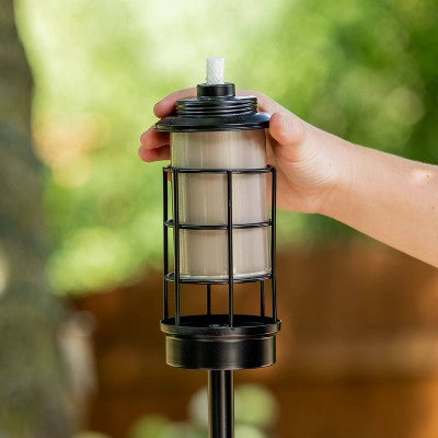 TIKI 64.25" Lantern Metal Outdoor Torch Black (LOCAL PICKUP ONLY)