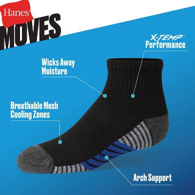 Hanes Premium Boys' 6pk Ankle Athletic Socks - Colors May Vary L