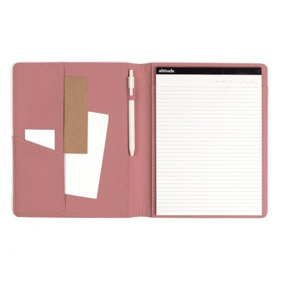Altitude Padfolio8.5"x10.5" Vegan Leather Mauve Pink Debossed Arch