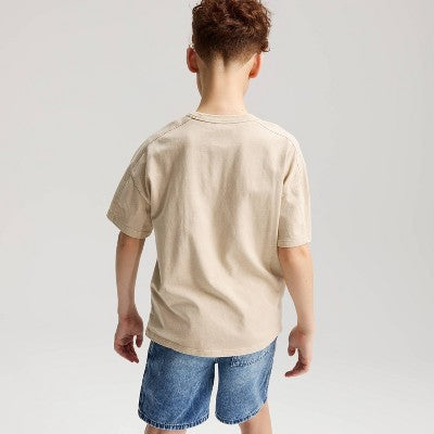 Boys' Short Sleeve Seamed Washed T-Shirt - Cat & Jack Tan S