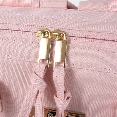 Baby Essentials Diaper Bag - Pink: Stylish Backpack, Polyester Material, Solid Pattern, Spacious Design