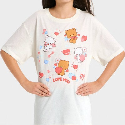 Girls' Milkmochabear Short Sleeve Teddy Bears Hearts Oversized S